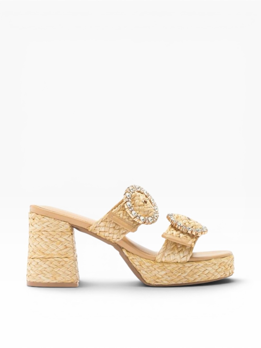 ABOUND RONDA RAFFIA PLATFORM
MULE SANDALS RHINESTONE BUCKLE NATURAL SIZE 6.5 - Picture 9 of 16